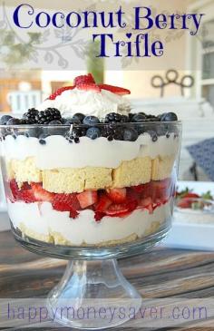 
                    
                        This coconut berry shortcake recipe looks so amazing! I only wish the 4th of July would get here sooner so that I could make this dessert idea already! | Happymoneysaver.com 4th of July desserts
                    
                