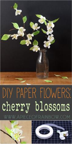 
                    
                        Easy and beautiful DIY Paper Cherry Blossom Branches, great for any style of home from vintage, country to modern!  - A Piece Of Rainbow
                    
                