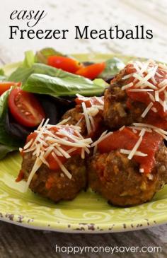 
                    
                        This Easy Freezer Meatballs Recipe is delicious, you'll definitely want to stock up on these...they are so easy to make and a family favorite dinner idea! They're a win-win!  happymoneysaver.com
                    
                