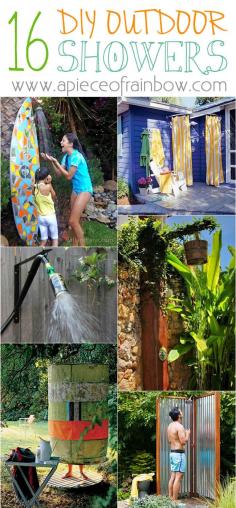 
                    
                        Ultimate collection of the BEST DIY outdoor shower ideas! Tons of inspirations and so much fun!!!  via  A Piece Of Rainbow
                    
                