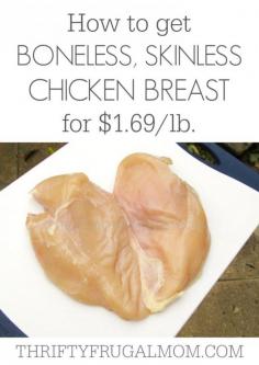 
                    
                        Stop blowing your grocery budget on expensive meat! Get boneless, skinless chicken breast for just $1.69/lb. You order online and then pick it up locally. How awesome is that?
                    
                