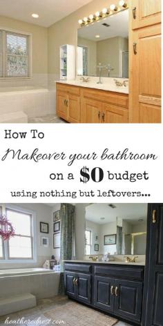 
                    
                        Come see this $0 bath makeover using nothing but leftovers NOW at Heathered Nest!!
                    
                