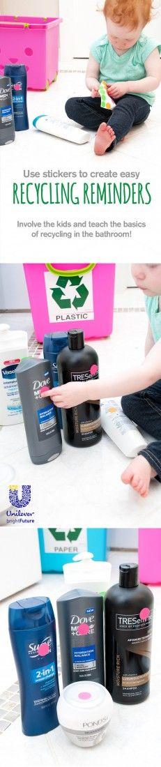
                    
                        Inspiring change at home is easy! Involve your kids by having them place stickers on bathroom products that can be recycled. This creates an instant reminder for the whole family to recycle in the proper bins and not the trash :) Inspired by UnileverUSA #partner
                    
                