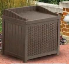 
                    
                        Seating Patio Storage Box 22 Gallon Resin Mocha Wicker Brown Garden Outdoor #Suncast
                    
                