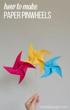 
                    
                        How to make a pinwheel - these paper pinwheels are so pretty! They are SIMPLE to make, look beautiful, and they really spin!
                    
                