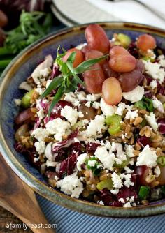 
                    
                        Farro Salad with Grapes, Goat Cheese and Tarragon Vinaigrette - a delicious and healthy recipe from Weight Watchers.
                    
                