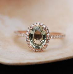 
                    
                        1.65ct Sparkling Green Tea sapphire ring 14k rose by EidelPrecious
                    
                