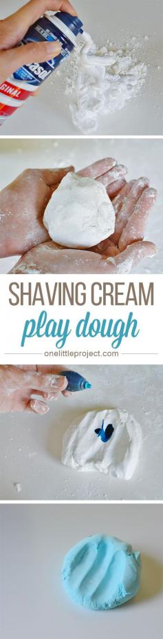 
                    
                        This EASY shaving cream play dough is so much fun! The texture is silky smooth and it only needs two ingredients!
                    
                
