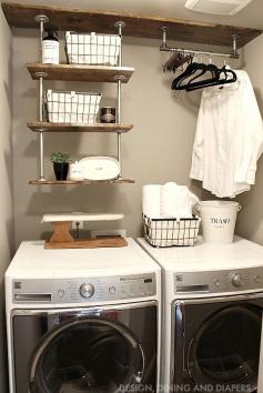 
                    
                        Small Laundry Room Organization - Industrial Shelving
                    
                