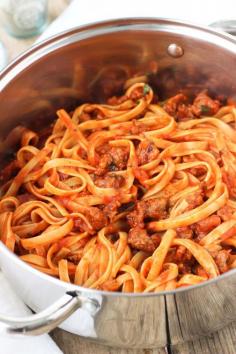 
                    
                        Spicy Sausage and Fettucine by mysequinedlife: Perfect for weeknights, sausage and spices are added to store-bought sauce for a shortcut. #Pasta #Sausage #Easy
                    
                