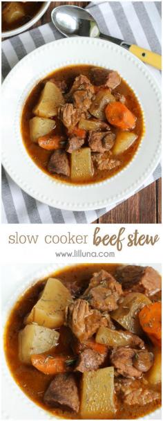 
                        
                            DELICIOUS Slow Cooker Beef Stew - it's a family favorite that we've enjoyed for years!! Get the recipe on { lilluna.com } #stew
                        
                    