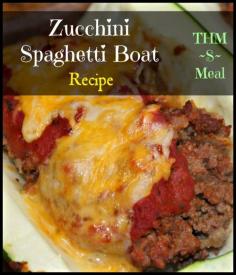 
                    
                        Zucchini Spaghetti Boats Recipe THM trim healthy mama s meal #smeal low carb & sugarfree dinner or supper
                    
                