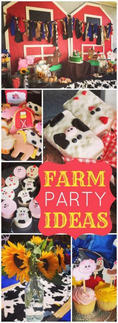 
                    
                        What a fun farm party with a petting zoo and a barn themed dessert table! See more party ideas at CatchMyParty.com!
                    
                