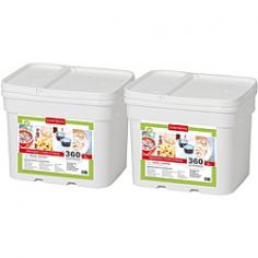 Lindon Farms has created a handy way to do food storage with this 720 serving food storage kit. The kit includes a two month supply of 19 quality meals for one person. 720 full servings Two (2) month supply for one (1) person 2,000 calories/day Nineteen (19) different gourmet meals Dimensions: 26 inches high 17 inches long x 14 inches wide Includes Natural granola Apple blueberry granola Oatmeal Cinnamon rice pudding Pudding dessert Freeze dried fruit mix Polenta (corn grits) Beef flavored vegetable stew Cheddar broccoli soup Seasoned mashed potatoes Chicken flavored vegetable stew Cheesy pasta Western chili Hearty potato soup Mixed vegetables Red beans and rice Regular whey milk Chocolate whey milk Citrus drink