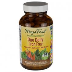 MegaFoodsDailyFoodsIron Free One Daily Multi-Vitamin - 90 Vegetarian Tablets Mega FoodsDailyFoodsIron Free One Daily Multivitamin provides wholesome nourishment for life in a convenient one tablet daily formula. Mega FoodDailyFoodsIron Free One Daily is a wholesome and easy-to-digest one a day multi-vitamin and mineral. MegaFoodDailyFoodsIron Free One Dailywas designed to nourish your body with a balanced array of 100% whole food nutrients and protective phytonutrients. Digestive enzymes are also in included in MegaFoodDailyFoodsIron Free One Daily to enhance nutrient bioavailability. MegaFoodDailyFoodsIron Free One Daily is suitable for adults of all ages. MegaFoodDailyFoodsIron Free One Daily is gentle on the stomach and has superior bioavailability. One Daily Multi-Vitamins MegaFood One Daily Multi-vitamin Formulas provide a convenient and affordable way to ensure that your body receives concentrated whole food nourishment on an every day basis. MegaFood offers a range of gender and age specific formulas with unique organic herbal blends to address specific physiological needs. For those seeking an herb free alternative, One Daily is an excellent choice for men or women of all ages. Recommended products to take alongside MegaFood's One Daily formulas include MegaFood Bone or Calcium, Magnesium, and Potassium. Welcome to MegaFood To provide you with exceptional nourishment of the highest quality, MegaFood premium multi-vitamins are made with a full spectrum of fresh whole foods including farm fresh broccoli, carrots, oranges, Maine Wild Blueberries, Cape Cod Cranberries and pure nutritional yeast. MegaFood then carefully dries these foods into a nutrient-rich FoodState concentrate which delivers essential vitamins, minerals and life-enhancing phytonutrients. Emerging research continues to show that phytonutrients and other vital compounds delivered in food have an essential role in promoting our health and well-being for life.