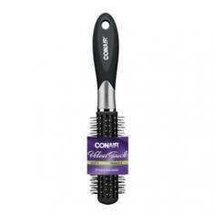 Create perfect styles and add volume with Conair's Velvet Touch Round Nylon Brush. It's ideal for short to medium length hair and is perfect for adding shape and fullness, as well as smoothing curly hair. It also comes with 2 bonus hair elastics.