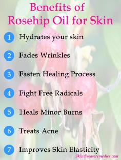 Benefits of Rosehip Oil for Face Drop 1-2 drops of rosehip oil in your palm and apply evenly over face. Its application will restrain free radicals and bacterial infection. Consult doctor if you experience allergic symptoms.