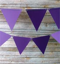 Flag bunting banners have been popular and trending for parties, weddings, indoor and outdoor decoration for a period of time now. These great decorations are here to stay and will make a great decorating item for any occasion. This is our mix purple ombre triangle pennant banner which includes 3 differnt shades of purple in this banner set. In this set you will receive 12 triangle flag bunting banners which are pre- strung, so all you have to do is take it out of the package and it's ready for hanging. The different shades of purple included in this banner set are: dark lavender, purple, dark purple flags which are pre-strung on a matching color twine. Patterns are printed on both sides of each triangle pennant. Product Specifications: Pennant Count: 12 Pennants Pennant Colors: 4 Dark Lavender, 4 Purple, 4 Dark Purple Twine Length: 11 Feet Triangle Pennant Dimensions: 7.5W x 8L We also offer great variety of matching paper decorations for your event, please view some of our other decorations: round paper lanterns, paper parasols, tissue paper pom poms, paper hand fans.