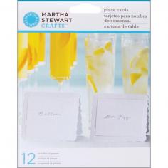 MARTHA STEWART CRAFTS-Place Cards. These versatile cards can be used as name cards or to identify dishes and drinks. They have a decorative die-cut edging and come pre-folded. Each one measures 3-1/2x4 inches (folded). This package contains twelve place cards. Imported.
