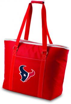 Houston Texans waterproof picnic tote. This Texans cooler tote wasn't designed solely as a beach bag, but if a beach bag is what you're looking for, this one won't disappoint! Measuring 23" (L) x 8.25" (W) x 17" (H), this extra large tote has almost 1 cubic feet of interior storage space, enough to hold 48 12-oz. cans! Fully-insulated to keep your food and drinks cold, this bag also has a heat-sealed, water-resistant interior liner which is perfect for transporting wet pool towels, swim suits or the like. A larger zipper pocket on the exterior of the tote lets you keep other personal effects within easy reach. All licensed products have been approved by the team; however, Picnic Time is considered a designer line. The product color may not be an exact match to the team color. The Tahoe may be just the family-sized beach style tote you've been wishing you had.