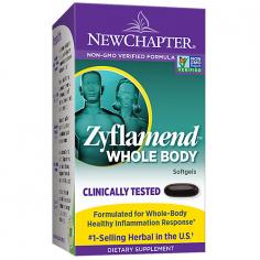 Nature's Secret for a Healthy You Cells and organs in the body go through a natural process of inflammation. New Chapter Zyflamend Softgels promote a healthy inflammation response and provide whole body benefits including health of the joints, heart, lungs, immune system, breasts, prostate and skin. Whole body's natural inflammation response Promotes normal joint, bone, and cardiovascular function All-natural from pure whole foods and herbal supplements Doctor recommended, clinically tested New Chapter Zyflamend Softgels are clinically tested and doctor recommended. These softgels are easy to swallow and convenient to store or carry along and are formulated to promote optimal health and wellness. Just For You: Adult men and women A Closer Look: These all-natural softgels are made from whole-herbs and whole-food, rich in antioxidants like ginger, turmeric, rosemary and green tea that support healthy aging and fights free-cell radicals and oxidative stress. Dietary Concerns: Non GMO, free of chemical solvents, BSE, hexane, prion and gluten Usage: One softgel, two times daily with food. FDA disclaimer: These statements have not been evaluated by the FDA. This product is not intended to diagnose, treat, cure or prevent any disease.