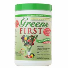 Greens First is guaranteed great tasting and refreshing mixed with plain water. No need to add fruit juices that are loaded with extra calories and carbohydrates! Greens First is fortified with proprietary OxiSure Blend, so each serving has the phytonutrient and antioxidant power of 15+ servings of fruits and vegetables! Greens First is fortified with Beta-Glucan, a USDA patented oat fiber! Greens First contains 49 different super foods, extracts and concentrates, including supergreens, vegetables, fruits, probiotics, soluble fiber, herbs, spices, natural flavonoids, enzymes and lecithin. Greens First contains Certified Organic fruits, vegetables and barley grass which are first juices, then naturally spray dried without solvents at low temperature, leaving all the important nutrients intact. Greens First Contains NO yeast, corn, wheat, soy protein, dairy, egg, MSG, preservatives, artificial color or artificial flavor.
