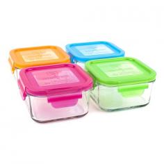 Wean Greens Lunch Cubes tempered glass containers are perfect for lunch on the run pack an entire lunch for everyone in the family! The square Lunch Cube holds as much as the frozen meals from the grocery store but you can pack them with your own fresh healthy organic foods. The leak proof silicone seals ensure no spills in your diaper bag or lunch bag. The seals are removable to ensure no bacteria build up. Lids are durable and have passed the use testing machine over 3 million times per tab! The child friendly design allows easy opening for small hands and the glass is 4-5 times stronger than a drinking glass! Lunch Cubes are freezer microwave & dishwasher safe.