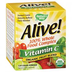 Nature's Way Alive Vitamin C 100% Whole Food Complex - 120 Grams Nature's Way Alive Vitamin C 100% Whole Food Complex is more than just ascorbic acid. It's part of a total complex that also includes bioflavonoids and co-factors known to aid its absorption into the body. Whole food source vitamin C is also naturally buffered so it's less acidic and gentler on the stomach. Alive! Vitamin C is complete Vitamin C - the way Mother Nature intended. Unlike other dietary supplements that use isolated ascorbic acid or cultured bacteria as their sources of Vitamin C, Alive! Vitamin C derives its entire Vitamin C content naturally from four of Mother Nature's most potent organic sources: organic acerola berries, organic goji berries, organic kiwi fruit and organic amla fruit. Certified Organic Vegetarian Non-GMO Introducing Alive, a whole new kind of multi-vitamin that brings energy to life. That's because Alive! multi-vitamins invigorate and nourish your body with a greater diversity and abundance of nutrients than most other leading brands. About Nature's WayAmerica's leader in herbal medicine. If you've heard of Nature's Way, or better yet, used their products, it's not surprising. They have been America's leader in herbal medicine for over 40 years. As the pre-eminent provider of health and healing through the power of nature, their commitment to quality reflects their commitment to you. In fact, it's woven into the very story of their founding. A family crisis and an herbal renaissance. Nature's Way originated from a circumstance everyone can understand-a family's desperate need to overcome a personal health crisis. Back in the late 1960s, Tom Murdock, the founder of what is now Nature's Way, needed a solution to help his gravely ill wife. After trying conventional medicine without success, Tom and his wife turned to the traditional Native American knowledge of medicinal plants growing in the Arizona desert.