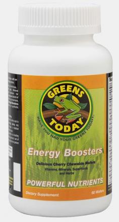 72 Powerful SuperfoodsChewable Greens Today Energy Boosters are a delicious naturally fruit flavored chewable superfood multi-vitamin and mineral supplement. Greens Today Greens Today Energy Boosters are designed specifically for those who want a healthy and natural Energy Boost to their day that is convenient to take and delicious!