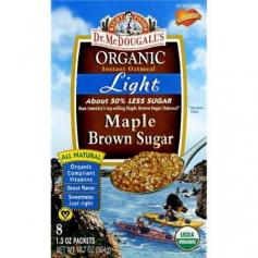 Dr. McDougall's Maple Brown Sugar Organic Light Oatmeal has 50% less sugar than other leading brands. It is America's favorite oatmeal flavor maple brown sugar and just the right sweetness combining organic cane juice organic pure maple sugar and LoHan fruit powder. LoHan fruit has been enjoyed in Asia for centuries for its natural sweet flavor. It has little or no effect on blood sugar but adds wonderful natural sweet taste. Dr. McDougall's Organic Light Maple Brown Sugar Oatmeal has no refined sugar or artificial sweeteners. It's fortified with organic compliant natural vitamins. Kids love the taste too. (Note: This Product Description Is Informational Only. Always Check The Actual Product Label In Your Possession For The Most Accurate Ingredient Information Before Use. For Any Health Or Dietary Related Matter Always Consult Your Doctor Before Use.) UPC: 767335001019 U