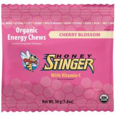 Honey Stinger Organic Energy Chews are formulated specifically for health-conscious individuals and athletes seeking a great tasting energy snack. Honey Stinger Organic Energy Chews are unique as they are the first to include naturally occurring fiber and protein derived from 100 Organic tapioca syrup and honey. Made with USDA certified Organic ingredients. Gluten-free, dairy-free, non-GMO ingredients. 0g Trans Fats and no partially hydrogenated oils. 100 RDA Vitamin C along with 1g protein and 1g fiber per package. Adults and kids love them! Honey Stinger Organic Energy Chews pack a big punch in a small bag by offering naturally occuring enzymes, multiple carbohydrate sources, and no GMO's. -Gluten free, dairy free -Great tasting cherry, orange, and berry flavors -One bag of chews delivers 100 RDA of Vitamin C, 1g of protein, and 1g fiber -Also contains honey, amino acids, and anti oxidants -Each individual pack contains 10, 5g chews Flavors in Fruit Smoothie Blend variety package include cherry blossom, orange blossom, and mixed berry. 160 calories per 50g (1.8oz) package. Multiple carbohydrate source: glucose, fructose, maltose, sucrose. Cherry blossom flavor has proven to be a crowd pleaser. 160 calories per 50g (1.8oz) package. Multiple carbohydrate source: glucose, fructose, maltose, sucrose. New! Rich pomegranate flavor will satisfy your taste buds. Not too tart and not too sweet. 160 calories per 50g (1.8oz) package. Multiple carbohydrate source: glucose, fructose, maltose, sucrose.
