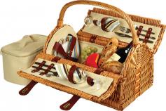 Beautifully handcrafted using full reed willow. Includes napkins, wine glasses, flatware, and corkscrew. Traditional styled picnic basket for 2. Carrying handle on top for easy access. Available in a variety of sizes. Available in beautiful patterns and designs, the Sussex Wicker Picnic Basket for 2 - Santa Cruz is an attractive piece of creation. A handy picnic companion, this lightweight basket includes useful picnic accessories. Including glass wine glasses, ceramic plates, corkscrew, stainless steel flatware, cotton napkins, fleece blanket, etc. It's a must-have. Designed in the U.S, this attractive basket is ideal for two. Its natural willow handcrafted basket lends warmth, while its dome shaped top and carry handle offer convenience. About Picnic at AscotDay or evening, beachside or backyard, picnics are a favorite event. By introducing Americans to the British tradition of upmarket picnics over a decade ago, Picnic at Ascot created a niche for picnic products combining British sophistication with an American fervor for excitement and exploration. Known as an industry leader in the outdoor gift market, Picnic at Ascot houses a design staff dedicated to preserving the prized designs and premium craftsmanship signature to the company. Their exclusive products are carried only by selective merchants. Picnic at Ascot provides quality products that meet the demands of today, yet reflect classic picnic style.