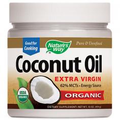 Nature's Way EfaGold Coconut Oil Description: Pure Extra Virgin Natural Energy Source With 62% MCTs Coconut oil is a natural energy source because it contains MCTs (medium chain) good fats the body uses to produce energy. As a dietary supplement Coconut oil is a good addition to physical activity exercise and weight loss programs. This Coconut oil is certified organic non-GMO pure extra virgin cold pressed hexane-free unrefined non-bleached has zero trans fat and zero hydrogenated fat. Coconut oil can be taken as a dietary supplement used for cooking or used for skin and hair care. Coconut oil can be taken as a dietary supplement used for cooking or used for skin and hair care. Disclaimer These statements have not been evaluated by the FDA. These products are not intended to diagnose treat cure or prevent any disease. Product Features: Nature's Way EfaGold Coconut Oil Directions As a supplement take 1 tablespoon 1-4 times daily. May be used as a spread or added to salad dressings and smoothies. For Cooking: Use in place of butter margarine shortening or other cooking oils for baking or frying in temperatures up to 350 degrees. For Skin Care: Use as a moisturizing lotion. Place jar in warm water to liquefy then massage small amounts onto the skin. For Hair Care: Use as a conditioner. Place jar in warm water to liquefy then apply 2 teaspoons to hair 1 to 2 hours before washing. Nutrition Facts Serving Size: 1 tbsp. Servings Per Container: 32 Amt Per Serving% Daily Value Calories130 Calories from Fat130 Total Fat14 g22% Saturated Fat13 g67% Polyunsaturated Fat Less than0.5 g* Monounsaturated Fat Less than1 g* Medium Chain Fatty Acids9 g* Lauric Acid7 g* Caprylic Acid1 g* Capric Acid994 mg* *Daily value not established. Other Ingredients: Organic extra virgin coconut oil. Product of the Philippines. Warnings Size: 16 FZPack of: 1Product Selling Unit: each