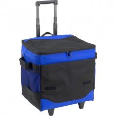 Made of 600D poly-canvas material in blue. Comes with retractable handle. Ergonomic side handles for easy access. 60 can capacity cooler with wheels for easy access. Dimensions: 14.75W x 13.75D x 15.75H in. Take along your cool drinks for a summer outing in the 60 Can Collapsible Rolling Picnic Cooler. Designed in the U.S.A. with a capacity for 60 cans, this cooler makes sure you always have enough to drink. Inside, there's Thermal Shield insulation that keeps your beverages at a desired temperature. It's perfect for outdoor use, with a durable 600D polycanvas construction. Telescopic steel handle, side handles, and sturdy wheels make carrying it around easy. When not in use, its Velcro straps allow you to fold it flat for storage. About Picnic at AscotDay or evening, beachside or backyard, picnics are a favorite event. By introducing Americans to the British tradition of upmarket picnics over a decade ago, Picnic at Ascot created a niche for picnic products combining British sophistication with an American fervor for excitement and exploration. Known as an industry leader in the outdoor gift market, Picnic at Ascot houses a design staff dedicated to preserving the prized designs and premium craftsmanship signature to the company. Their exclusive products are carried only by selective merchants. Picnic at Ascot provides quality products that meet the demands of today, yet reflect classic picnic style.