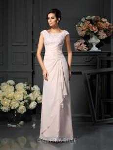 A-Line/Princess Scoop Sleeveless Floor-Length Lace Chiffon Mother of the Bride Dresses