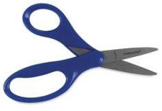 Short precision-ground, stainless steel blades and a safer cutting angle make these scissors perfect for children. Comes in assorted colors for added style. Scissor Type: Safety/Classroom Scissors Tip Type: Pointed Cut Length: 1-3/4 inches Left/Right Hand Use: Ambidextrous Material: Stainless Steel Color: Assorted Model: FSK94307097J Pack of 10 Scissors Short precision-ground, stainless steel blades and a safer cutting angle make these scissors perfect for children. This set will include 10 scissors that will be one or a combination of the following color(s): Pink, Purple, Light Blue, Black, Red, Dark Blue.