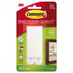 Shop for Hardware at The Home Depot. No more nail holes, cracked plaster or sticky residue. Command Picture Hanging Strips make decorating quick and easy. One click tells you picture hanging strips are locked in and holding tight. Best of all, when you are ready to take down or move your pictures, they come off cleanly no nail holes, cracked plaster or sticky residue. Command Picture Hanging Strips come in three sizes: Small strips hold most 8 in. x 10 in. frames, medium strips hold most 18 in. x 24 in. frames and large strips hold most 24 in. x 36 in. frames. Also available are Command frame stabilizer strips which keep picture frames level even if hung by nails. Contains 4 sets. Holds up to 4 lbs.