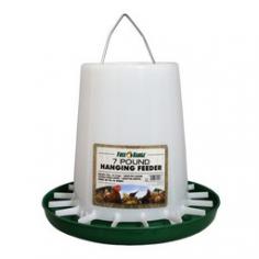 7 LB, Open Top Hanging Feeder, Long Life Plastic, Fast Filling, Easy Cleaning & Minimal Waste Of Feed No Scratch Out Twist Lock Base, Feeds 5-15 Birds.
