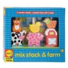 Your little one is going to love the fun and challenge of the Alex Mix, Stack and Farm play set. This clever Mix, Stack and Farm puzzle has 9, brightly-colored wooden beads that your child can thread onto the included wooden rods to create all sorts of barnyard creations. Watch as your child develops their fine motor and problem solving skills by stacking and matching the chunky, easy-to-grasp pieces of this inventive wooden puzzle. Intended for children ages 2 and older. Gender: Unisex.