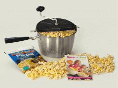 The stainless version of the Whirley Pop - the Sweet and Easy Snack Machine. Not only can you make deliciously buttery movie popcorn, but also numerous sweet treats - caramel corn, kettlekorn, chocolate nuts, roasted nuts, numerous ooey-gooey snacks..