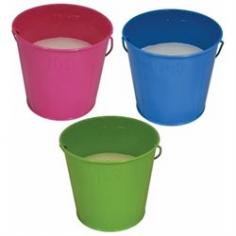 17 oz, citronella summer fun bucket, 3 assorted colors: Blue, green & pink..