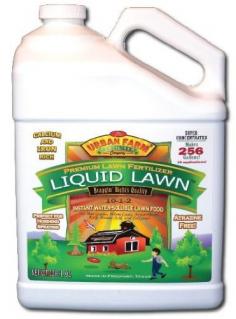 Liquid Lawn with Iron and Calcium is the fastest way to get complete high-nitrogen nutrition to your lawn. Designed for easy hose-end application. Nearly all lawn fertilizers are generic formulas made from ammonia-based nitrogen components or urea. Liquid Lawn takes lawn food to a level not seen before. Every application delivers hydroponic-grade nutrients to your lawn plus mycorrhizae humic and fulvic acids bacteria enzymes and minerals. Liquid Lawn is powerful and beneficial. Liquid Lawn 10-1-2 from Urban Farm Fertilizers is a professional custom-blended fertilizer for all lawns. It is the only instant lawn fertilizer with both Calcium and Iron. All nutrition including calcium is instantly available for quick lush growth. Perfect for quick and easy hose-end or tank spraying.1 gallon dilutes into 256 gallons of full-strength lawn fertilizer that will provide a heavy foliar spray to 12000 sq ft. Liquid Lawn also contains mycorrhizae humic acid kelp bat guano worm casts and enzymes for root zone bio-activation. Features: Hand-crafted Micro-brewed liquid lawn fertilizer for all lawns. With mycorrhizae humic acid enzymes and more&#33; Super-concentrated: 256:1. One gallon makes 256 gals of full-strength fertilizer. 100% nutrition: Macros & Micros Calcium and Iron full N-P-K&#33; Perfect for easy tank and hose-end spraying&#33; Instant Green&#33; 100% water soluble. Covers 12000 sq ft. as a heavy foliar feed. Dimension - 7 x 5 x 10 in. Item Weight - 11.5 lbs.