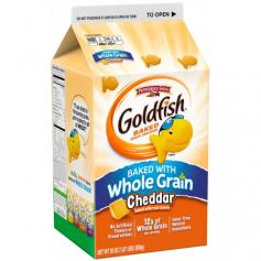 Pepperidge Farm Goldfish Whole Grain Baked Snack Crackers: Tasty, fun, wholesome treats The snack that smiles back Baked with real cheese Natural - no artificial preservatives 0g trans fat