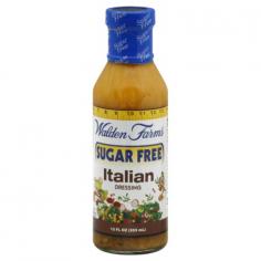 Sweetened with Splenda brand. Sugar free. Eat healthy The Walden Way. Walden Farms Sugar Free Italian dressing is made with fresh natural flavors. Delicious ingredients include oregano, red bell pepper, lemon juice, roasted garlic, cracked white pepper, chopped onion, Dijon mustard, freshly ground herbs & spices, the finest imported & domestic aged vinegars and more. Switch & save hundreds of calories every day The Walden Way. Sugar free, no carbs. Gluten free. Low fat, low calorie. Refrigerate after opening. Triple Filtered Purified Water, Apple Cider Vinegar, Soybean Oil, White Distilled Vinegar, Minced Garlic, Chopped Onion, Red Bell Peppers, Natural Flavors, White Pepper, Natural Spices and Herbs, Xanthan Gum, Sucralose, Beta Carotene, Sodium Benzoate (to Preserve Freshness).