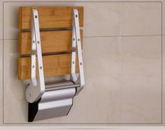 DPXE Bamboo | Teak Wood Grating Wall Mounted Folding Shower Seat