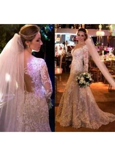 Fashion  Weiße Hochzeitskleider Mit Ärmel Spitze A Linie Brautkleider Online
