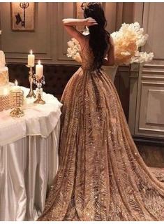 Luxury Goldene Abendkleider Lang Günstig Abendmoden Abiballkleider Online