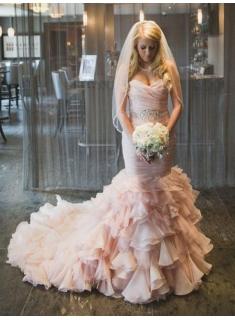 Altrosa Brautkleider Mit Perlen Günstig Hochzeitskleider Organza Online