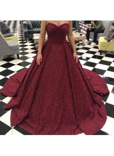 Luxus Brautkleider Weinrot Spitze Prinzessin Hochzeitskleid Online