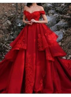 Luxus Hochzeitskleider Rot A Linie Spitze Brautkleider Günstig Online